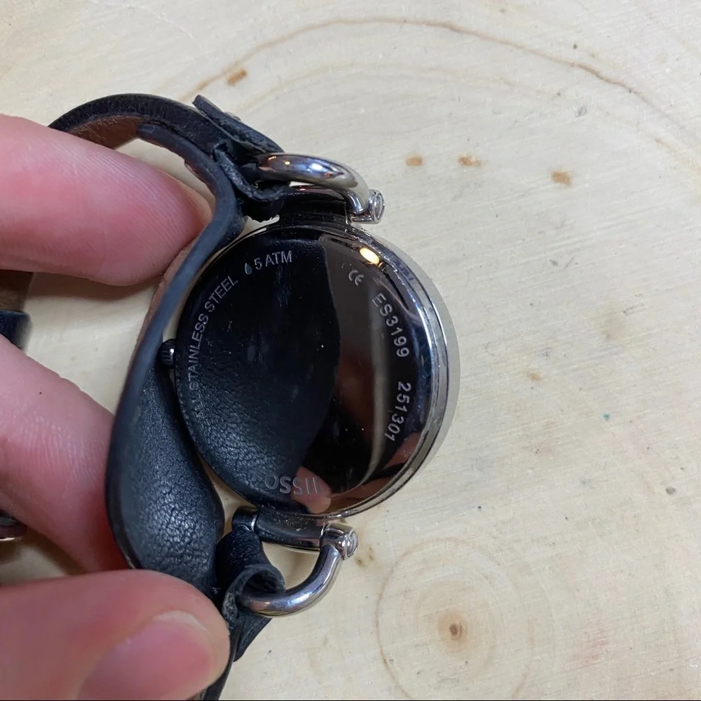 Fossil‎ Georgia black leather watch ES3199